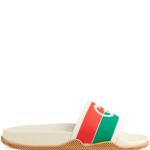 SANDALIAS SLIDES GUCCI LOGO BLANCO en STOCK