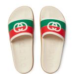 SANDALIAS SLIDES GUCCI LOGO BLANCO en STOCK
