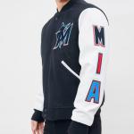 CHAMARRA I MARLINS CLASSIC WOOL VARSITY JACKET BLACK WHITE en STOCK