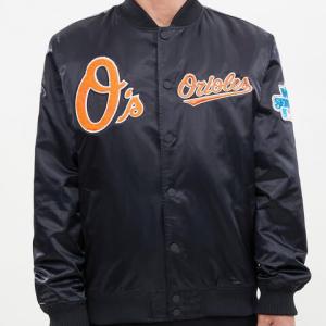 CHAMARRA IMORE ORIOLES CHEST HIT LOGO SATIN JACKET BLACK en STOCK
