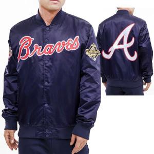 CHAMARRA NTA BRAVES BIG LOGO WORLD SERIES SATIN JACKET MIDNIGHT NAVY en STOCK