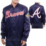 CHAMARRA NTA BRAVES BIG LOGO WORLD SERIES SATIN JACKET MIDNIGHT NAVY en STOCK
