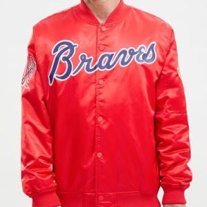 CHAMARRA NTA BRAVES BIG LOGO WORLD SERIES SATIN JACKET RED en STOCK