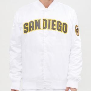 CHAMARRA DIEGO PADRES WORDMARK SATIN JACKET WHITE en STOCK