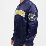 CHAMARRA AUKEE BREWERS WORDMARK SATIN JACKET MIDNIGHT NAVY en STOCK