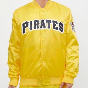 CHAMARRA SBURGH PIRATES WORDMARK SATIN JACKET YELLOW en STOCK