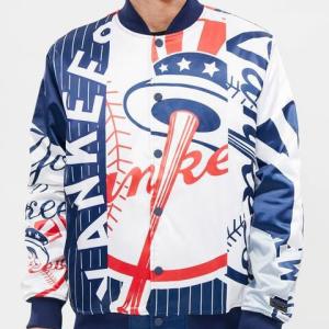 CHAMARRA YORK YANKEES MASH UP SATIN JACKET MIDNIGHT NAVY en STOCK