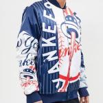 CHAMARRA YORK YANKEES MASH UP SATIN JACKET MIDNIGHT NAVY en STOCK