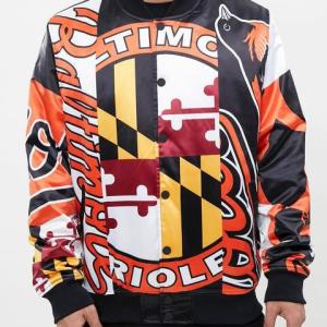 CHAMARRA IMORE ORIOLES MASH UP SATIN JACKET BLACK en STOCK