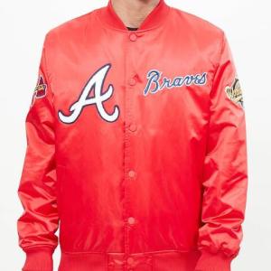 CHAMARRA NTA BRAVES CHEST HIT LOGO SATIN JACKET RED en STOCK