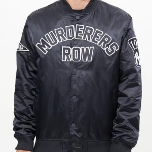 CHAMARRA YORK YANKEES MURDERERS ROW WORDMARK SATIN JACKET BLACK en STOCK