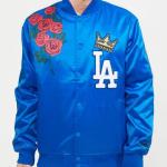 CHAMARRA ANGELES DODGERS ROSE SATIN JACKET DOGERS BLUE en STOCK
