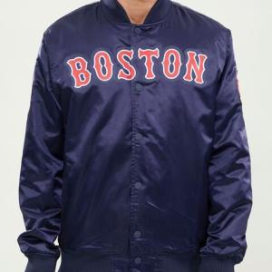 CHAMARRA ON RED SOX WORDMARK SATIN JACKET MIDNIGHT NAVY en STOCK