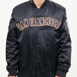 CHAMARRA FRANCISCO GIANTS WORDMARK SATIN JACKET BLACK en STOCK