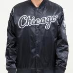 CHAMARRA AGO WHITE SOX WORDMARK SATIN JACKET BLACK en STOCK
