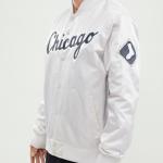 CHAMARRA AGO WHITE SOX WORDMARK SATIN JACKET BLACK en STOCK