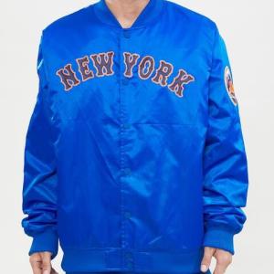 CHAMARRA YORK METS WORDMARK SATIN JACKET ROYAL BLUE en STOCK