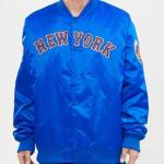 CHAMARRA YORK METS WORDMARK SATIN JACKET ROYAL BLUE en STOCK