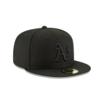 GORRA NEW ERA CAP OAKLAND ATHLETICS MLB BLACK ON BLACK 59FIFTY CERRADA en STOCK