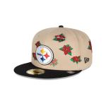 GORRA NEW ERA CAP PITTSBURGH STEELERS NFL POINSETTIA 59FIFTY CERRADA en STOCK