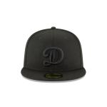 GORRA NEW ERA CAP LOS ANGELES DODGERS BLACK ON BLACK 59FIFTY CERRADA en STOCK