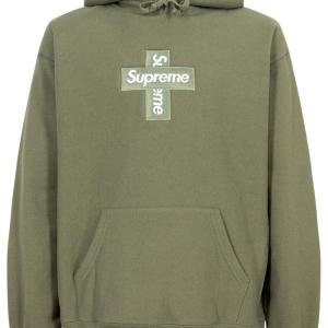SUPREME HOODIE BOX LOGO CROSS GREEN SUDADERA