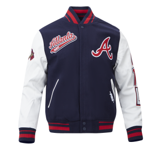 CHAMARRA ATLANTA BRAVES SCRIPT TAIL MENS RIB WOOL VARSITY MIDNIGHT NAVY RED MIDNIGHT NAVY en STOCK