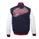 CHAMARRA ATLANTA BRAVES SCRIPT TAIL MENS RIB WOOL VARSITY MIDNIGHT NAVY RED MIDNIGHT NAVY en STOCK