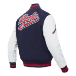 CHAMARRA ATLANTA BRAVES SCRIPT TAIL MENS RIB WOOL VARSITY MIDNIGHT NAVY RED MIDNIGHT NAVY en STOCK