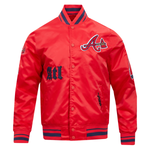 CHAMARRA ANTA BRAVES OLD ENGLISH RIB SATIN JACKET RED MIDNIGHT NAVY RED en STOCK