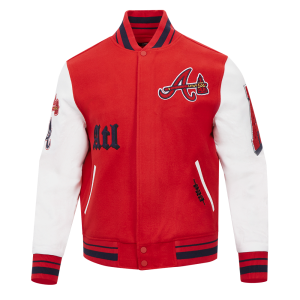 CHAMARRA ANTA BRAVES OLD ENGLISH RIB WOOL VARSITY JACKET RED WHITE MIDNIGHT NAVY en STOCK