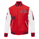CHAMARRA ANTA BRAVES OLD ENGLISH RIB WOOL VARSITY JACKET RED WHITE MIDNIGHT NAVY en STOCK