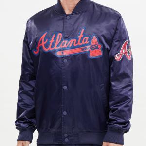 CHAMARRA NTA BRAVES WORDMARK SATIN JACKET MIDNIGHT NAVY en STOCK