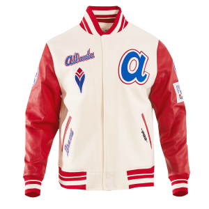CHAMARRA NTA BRAVES RETRO CLASSIC WOOL VARSITY JACKET EGGSHELL RED en STOCK