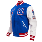 CHAMARRA NTA BRAVES RETRO CLASSIC RIB WOOL VARSITY JACKET ROYAL BLUE RED en STOCK