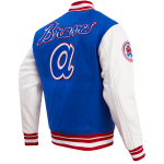 CHAMARRA NTA BRAVES RETRO CLASSIC RIB WOOL VARSITY JACKET ROYAL BLUE RED en STOCK