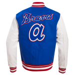 CHAMARRA NTA BRAVES RETRO CLASSIC RIB WOOL VARSITY JACKET ROYAL BLUE RED en STOCK