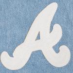 CHAMARRA ATLANTA BRAVES VARSITY BLUES MENS DENIM VARSITY JACKET DENIM LINEN en STOCK