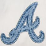 CHAMARRA ATLANTA BRAVES VARSITY BLUES MENS DENIM VARSITY JACKET DENIM LINEN en STOCK