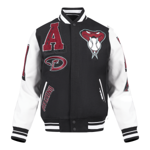 CHAMARRA ZONA DIAMONDBACKS MASH UP M RIB WOOL VARSITY JACKET BLACK WHITE en STOCK