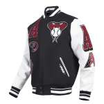 CHAMARRA ZONA DIAMONDBACKS MASH UP M RIB WOOL VARSITY JACKET BLACK WHITE en STOCK