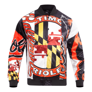 CHAMARRA LTIMORE ORIOLES MASH UP SATIN JACKET WHITE en STOCK