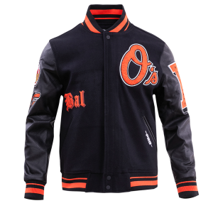CHAMARRA IMORE ORIOLES OLD ENGLISH WOOL VARSITY JACKET BLACK ORANGE en STOCK
