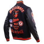 CHAMARRA IMORE ORIOLES OLD ENGLISH WOOL VARSITY JACKET BLACK ORANGE en STOCK