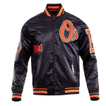 CHAMARRA IMORE ORIOLES OLD ENGLISH SATIN JACKET BLACK ORANGE en STOCK