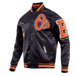 CHAMARRA IMORE ORIOLES OLD ENGLISH SATIN JACKET BLACK ORANGE en STOCK