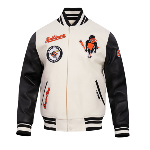 CHAMARRA IMORE ORIOLES RETRO CLASSIC RIB WOOL VARSITY JACKET EGGSHELL BLACK en STOCK