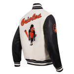 CHAMARRA IMORE ORIOLES RETRO CLASSIC RIB WOOL VARSITY JACKET EGGSHELL BLACK en STOCK