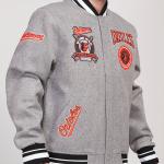 CHAMARRA IMORE ORIOLES CREST EMBLEM RIB WOOL VARSITY JACKET HEATHER GRAY BLACK en STOCK