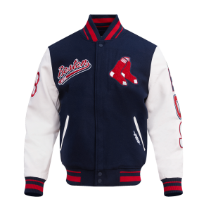 CHAMARRA BOSTON RED SOX SCRIPT TAIL MENS RIB WOOL VARSITY MIDNIGHT NAVY RED MIDNIGHT NAVY en STOCK